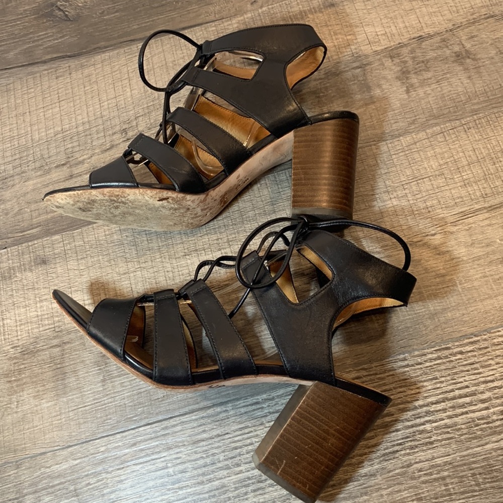 Coach black leather caged heel sandals size 10 - Picture 5 of 8